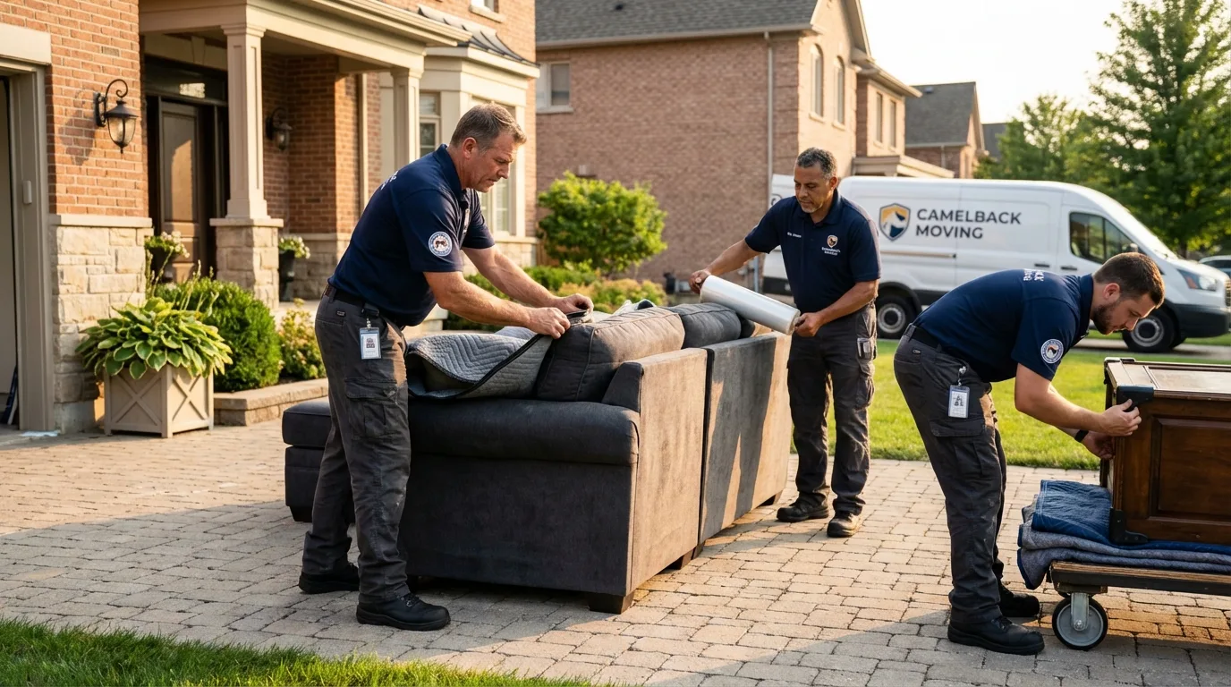Large estate moving crew wrapping furniture in Fort Yates, ND