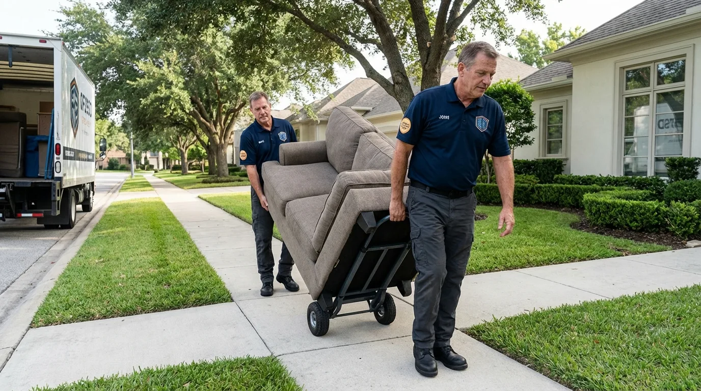 Local residential moving crew loading furniture in Fort Yates, ND